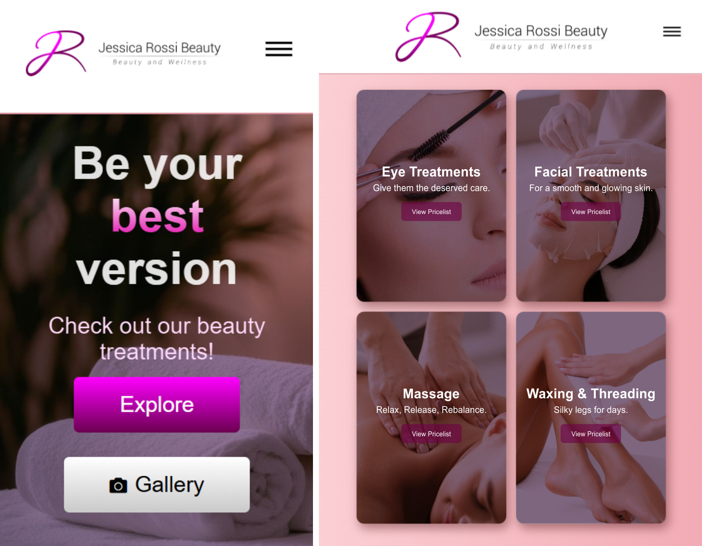 Jessica Rossi Beauty Website Preview